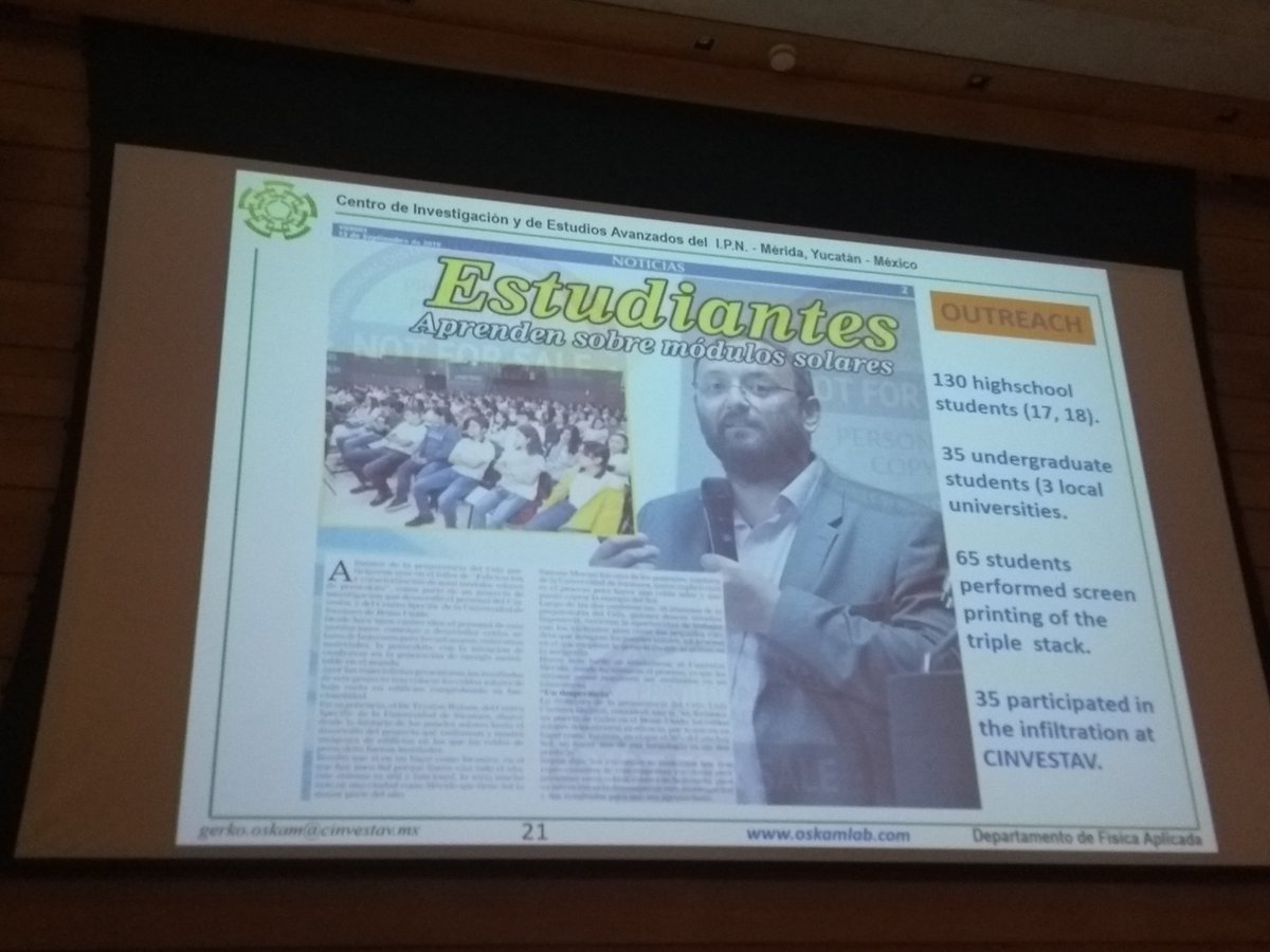 SUNRISEnet1's tweet image. Prof Gerko Oskam from @cinvestav in Merida, Mexico on collaborating with a local business to screen print solar cells. The @info_specific PV group travelled there recently to demonstrate the technique for a school. We are a truly international network!

#SolarPowerForAll
