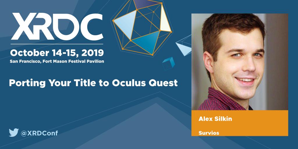 Learn from <a href="/Survios/">Survios</a> co-founder <a href="/AlexSilkin/">Alex Silkin</a> about how you can port your game to Oculus Quest at #XRDC19 next week!  
schedule.xrdconf.com/session/portin…