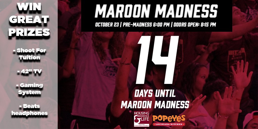 🚨 Attention Dustdevil Nation! We are ✌️ weeks away from Maroon Madness! Join us to win various prizes including beats headphones 🎧, a gaming console 🎮, a flatscreen TV 📺 and FREE TUITION 📚 #DustEm 🤘