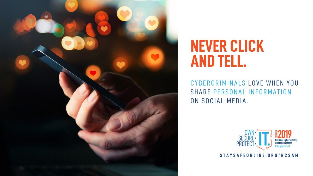 APS IT Security (@apsitsecurity) on Twitter photo Cybercriminals love it when you overshare on social media – they can learn all about you!#BeCyberSmart, make it harder for them by avoiding posting real names, places you frequent and home, school and work locations. #CyberAware
<a href="/ahrosser/">Aleigha H-Rosser EdD</a> <a href="/apsitnatasha/">Dr. Natasha Rachell</a> <a href="/APS_InfoTech/">Olufemi Aina</a> <a href="/APSITRoanna/">Roanna Washington</a> Cybercriminals love it when you overshare on social media – they can learn all about you!#BeCyberSmart, make it harder for them by avoiding posting real names, places you frequent and home, school and work locations. #CyberAware
<a href="/ahrosser/">Aleigha H-Rosser EdD</a> <a href="/apsitnatasha/">Dr. Natasha Rachell</a> <a href="/APS_InfoTech/">Olufemi Aina</a> <a href="/APSITRoanna/">Roanna Washington</a>