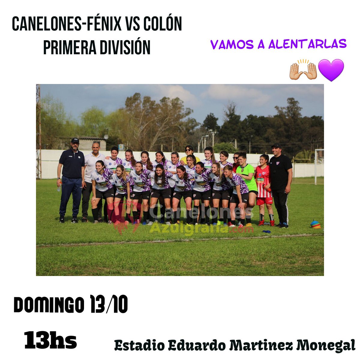 CanelonesFem's tweet photo. ‼️Si el tiempo lo permite‼️ Este domingo tendremos doble jornada de fútbol femenino en el Estadio Martínez Monegal #Sub16 vs Wanderers. #PrimeraDivision  vs Colón. Contamos con ustedes para alentarlas! https://t.co/msZgyxm97j