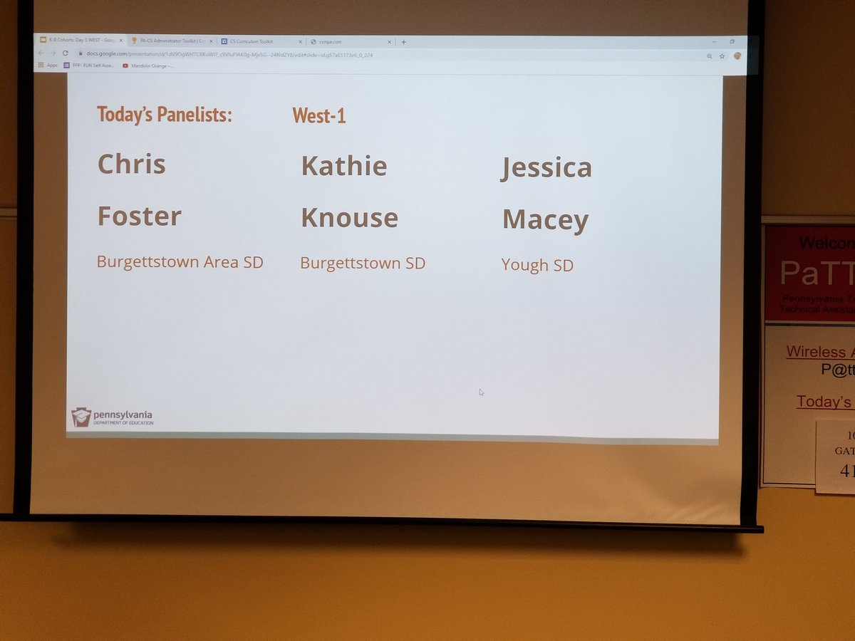smithdyough's tweet image. Shout out to @JessicaMacey14  for being chosen as a panelist to share out and answer questions about Yough's Computer Science initiative at CSinPA  K-8 training. Great job repping the district. @PADeptofEd #youghsd #csinpa