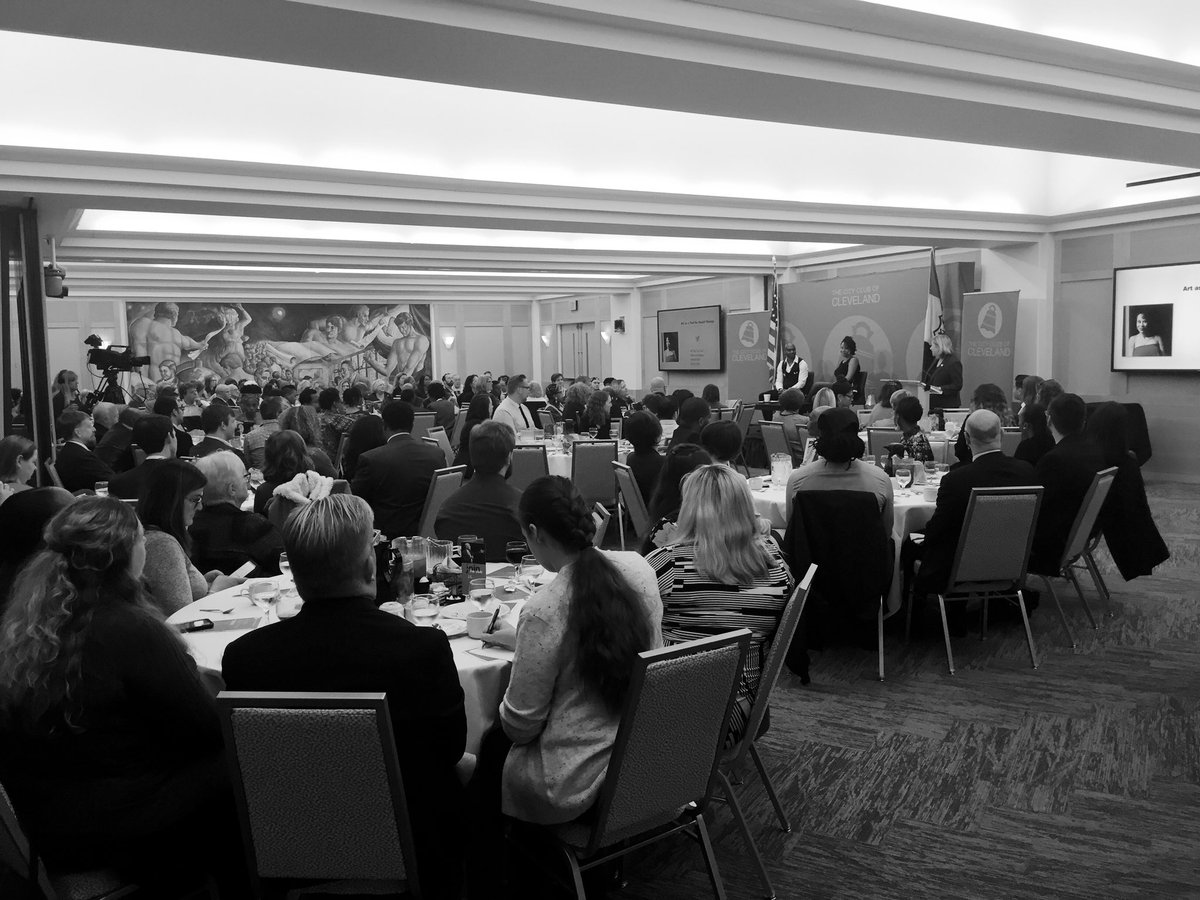 danmoulthrop's tweet photo. So thrilled to have @domorisseau here today in conversation with @replife35. She has 3 plays in production in #cleveland right now. Cc @macfound @ClevePlayHouse @BorderLightCLE @DobamaTheatre @KaramuHouseInc #cityclub https://t.co/WfwXjQGpSx