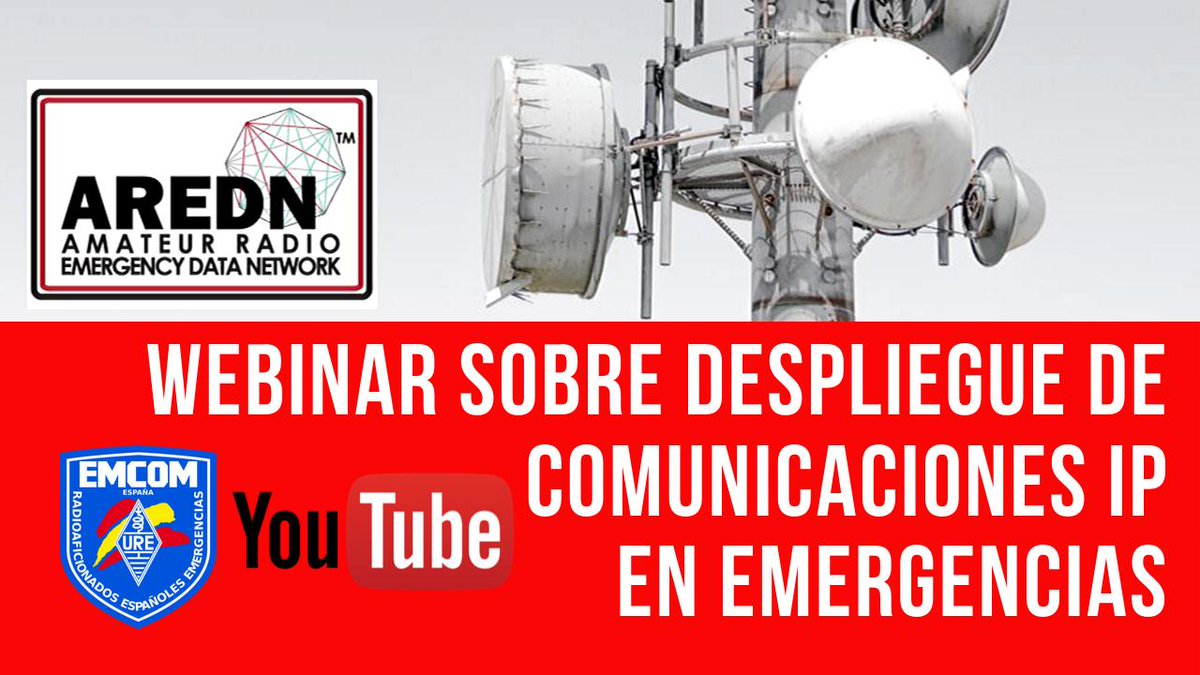 emcomspain's tweet photo. Webinar en el canal de @ure_es en @Youtube el 11 de octubre a las 19:00 EA sobre @arednmesh ,su configuración y resolución de dudas. @alexaliagasec nos impartirá un breve webinar muy interesante. #SomosURE #RedesMesh #Radioaficionados #emergencias @IARU_R1 @g0dub https://t.co/h0BxLfa7RP