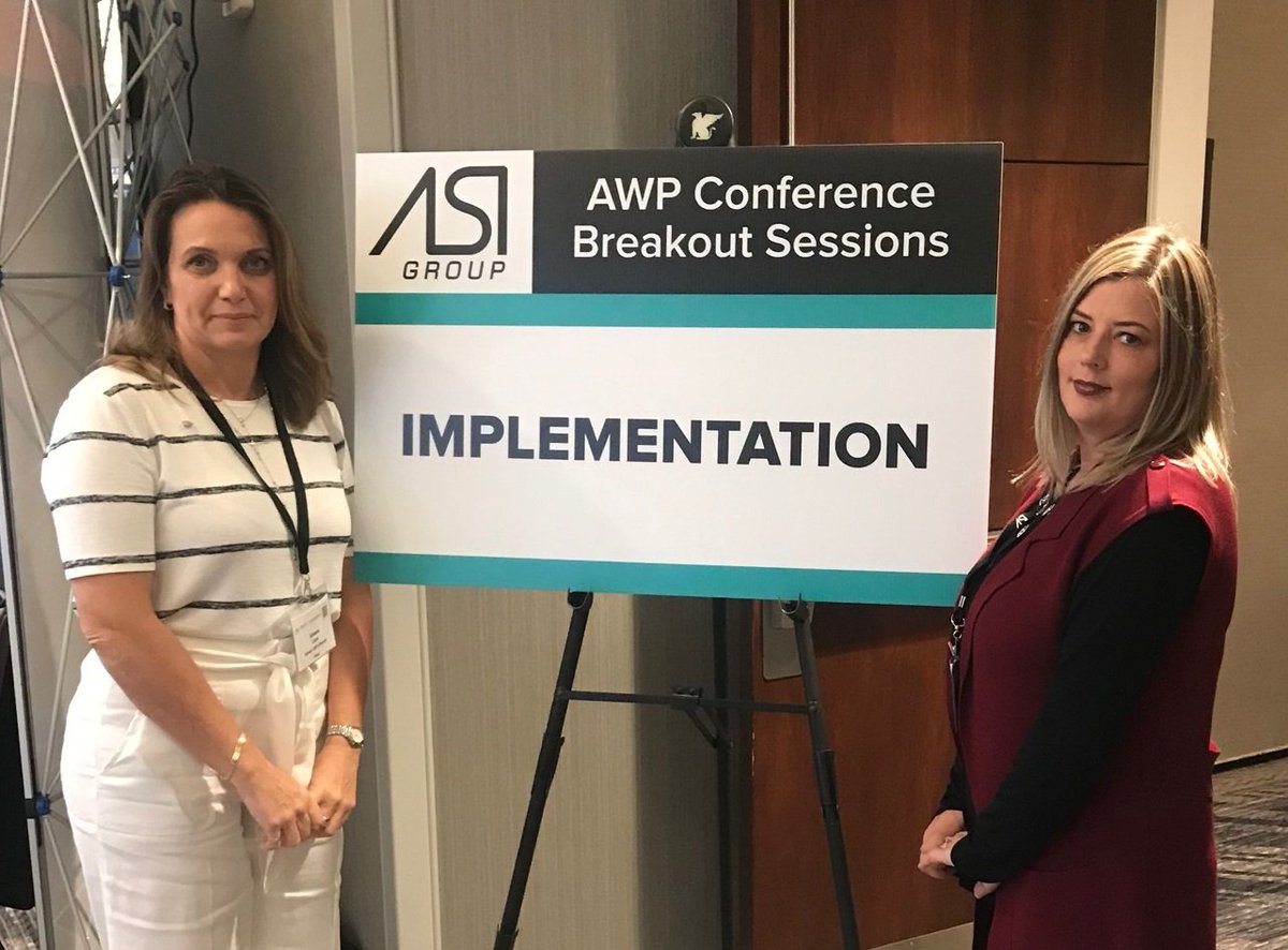 FluorCorp's tweet photo. Fluor's Silvana Lara (l) and Amanda McCarthy (r) are proud to join other #AdvancedWorkPackaging leaders at this week's #AWPConference in #Houston, #Texas @GroupASI @CIIProjSuccess https://t.co/5RZLsI4Xop