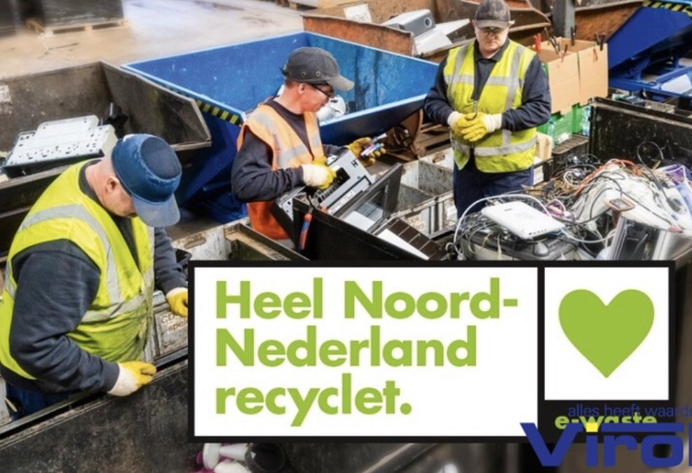 Heel Noord-Nederland Recyclet! U draagt tijdens deze week niet alleen een steentje bij aan een schoner milieu en meer werkgelenheid: U steunt ook nog eens de voedselbank! 💪🏼♻️
Kijk voor de deelnemende gemeente op onze website! 
virol.nl/nieuws/heel-no…