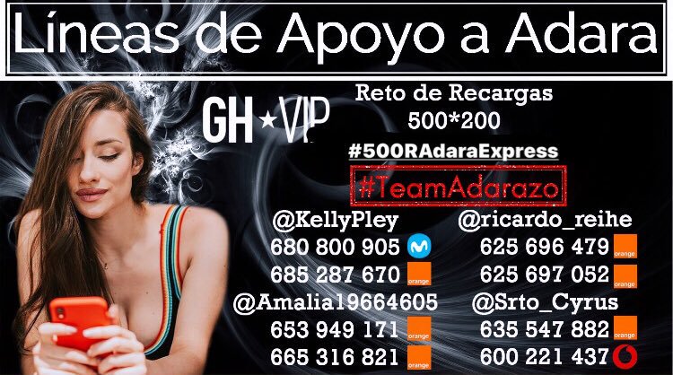 joanagomez1993's tweet image. ✈️NUEVO RETO DE RECARGAS✈️

LA HEMOS SALVADO PERO NECESITAMOS SEGUIR AHORRANDO

RETO DE 500*200|| #500AdaraExpress 

PODÉIS RECARGAR A LAS LÍNEAS DEL CARTEL , PERO ANTES HABLARLES AL PRIVADO 
#GHVIP90