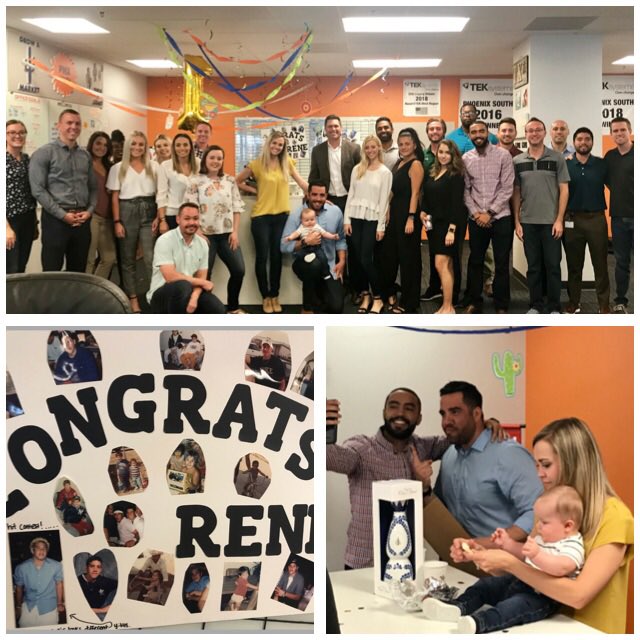 Congrats Rene Sanchez hitting contest #1!!!!  Proud TEK family and actually family Taylor and baby Knox!  To the future!  Incredible celebrating with you! #Teksystemscareers #phoenixsouth #tekwest