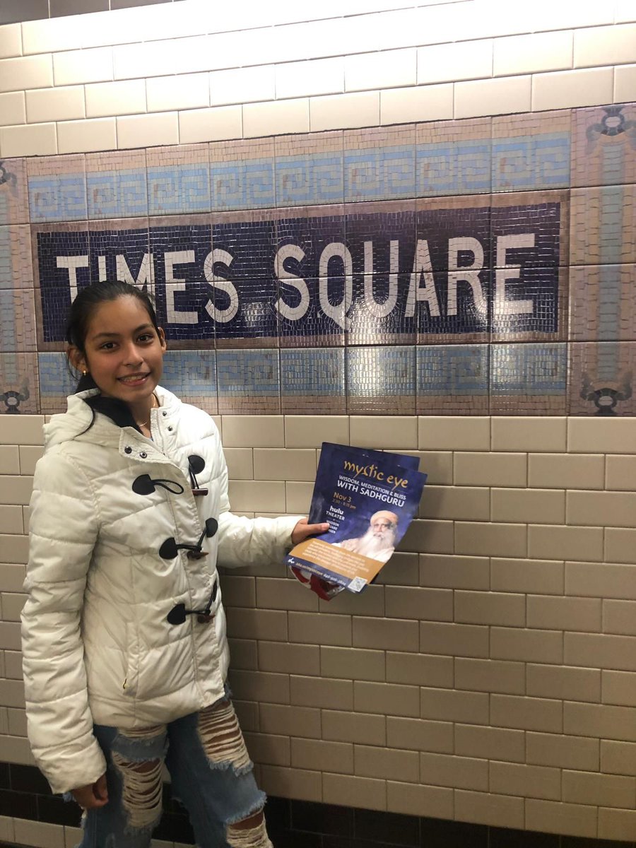 IshaUSA's tweet photo. Volunteers invite New York City to Mystic Eye with Sadhguru.

Meditate With Sadhguru At Madison Square Garden.
November 3, 2019 2:30 - 8:15PM
https://t.co/sfre1orXjQ

#Sadhguru #MysticEye #SadhguruMeditation #HuluTheaterMSG #SadhguruInNYC #MSG #NYC #TimesSquare https://t.co/wFHNyN1DgG