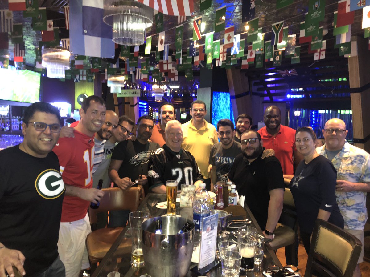 P4FCrew's tweet photo. PF4Crew at Sunday Night Football @McGettigansPub Madinat #NFL #Dubai https://t.co/87HhOJHdAD