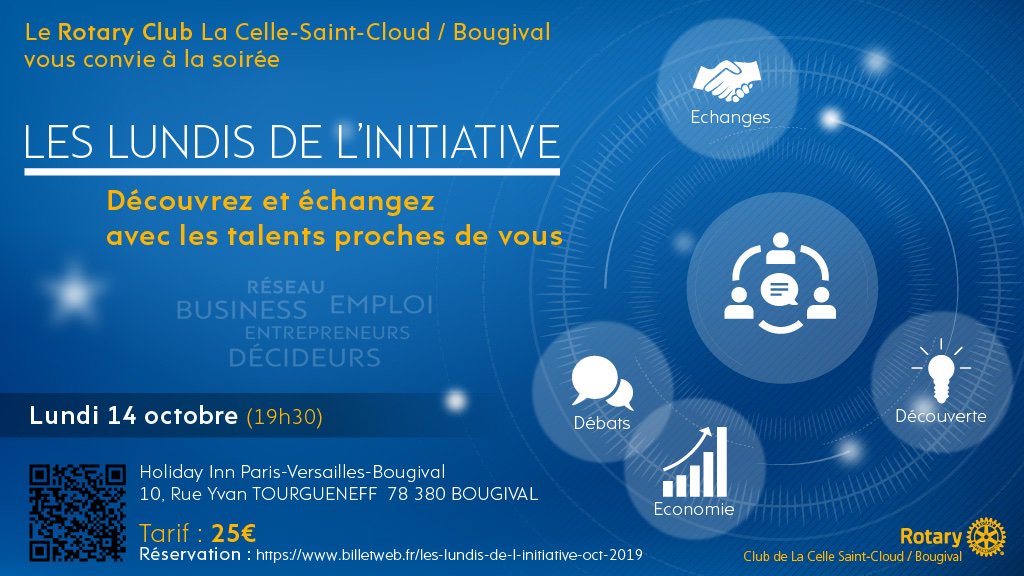 📈Le 14 octobre (19h30) nous vous convions au 1er "Lundi de l’Initiative”. Conférences sur l'économie locale, #networking, échanges et convivialité seront au rendez-vous. Lieu : Hôtel Holiday Inn de #Bougival.  Tarif : 25€
En savoir plus : spark.adobe.com/page/asUSaI3HR…