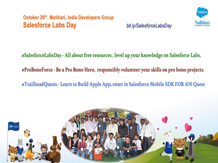 omprakash_it's tweet photo. 3 themes again! 
Learn Swift &amp; Xcode with @Trailhead to build modern apps for @Apple devices during #SalesforceLabsDay #ProBonoForce at @MotihariSFDG and win amazing swags.
#BiharCodeGoal continues!
#MotihariMeetup #trailblazercommunity
#TrailheadQuests:
https://t.co/2PVwXD8FDv https://t.co/XGYKCJn2wU