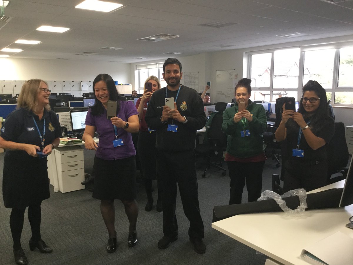 NWAmb_Wellbeing's tweet photo. 111 have had an exciting visit today from the therapy dogs, I think the smiles on peoples faces says it all. What a fantastic idea, therapy dogs have been used for years to help reduce stress and it's great that our staff are having the opportunity to meet these little hero's  🐶 https://t.co/tGk7iNMRBU