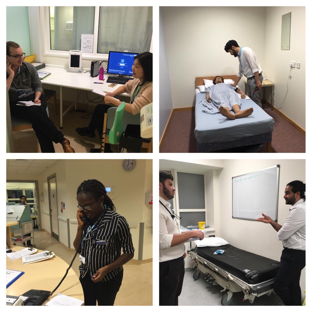 viccathie's tweet photo. ‘Med student oncall bleep-a-thon’  
- Ding ding round 2!

Falls, pain and deteriorating patients for our final year students this week + the faculty raised the pressure! 

#tomorrowsdrs #Simulation 

@LisaToft @PHTptsafety @QAHospitalNews https://t.co/EHRCryDETl