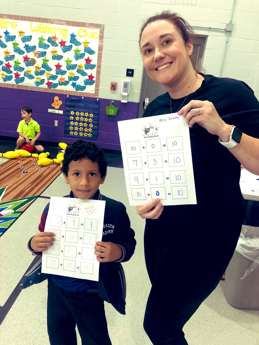 JennieLGraves's tweet photo. My first grade bowling partner during Addition Bowling this morning. #GravesPEJourney #ActForImpact #MSAWest #ipsbProud https://t.co/hW1q1jTteq