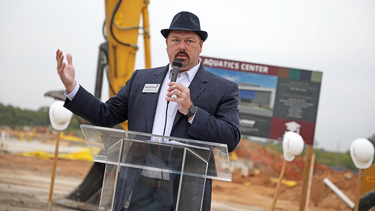NorthwestISD's tweet photo. We're excited to begin seeing progress on the Northwest ISD Aquatics Center! Today we held a groundbreaking ceremony for the facility, which is slated to open in late 2020 or early 2021. Thanks to some of the students who will use the facility for helping us celebrate! https://t.co/tGhis9Hl6v