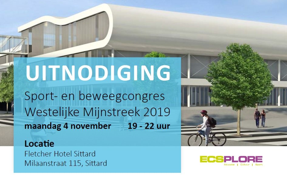 SPORTVERENIGINGEN OPGELET!
Kom jij ook op maandag 4 november naar het ‘Sport- en beweegcongres Westelijke Mijnstreek’? Het congres wordt georganiseerd voor sportverenigingen (bestuurders en technisch kaderleden).
Meer info via bit.do/sportcongres