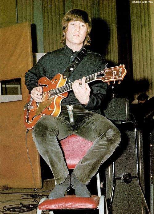 Happy birthday John Lennon, seen here during the recording session for Paperback Writer.  