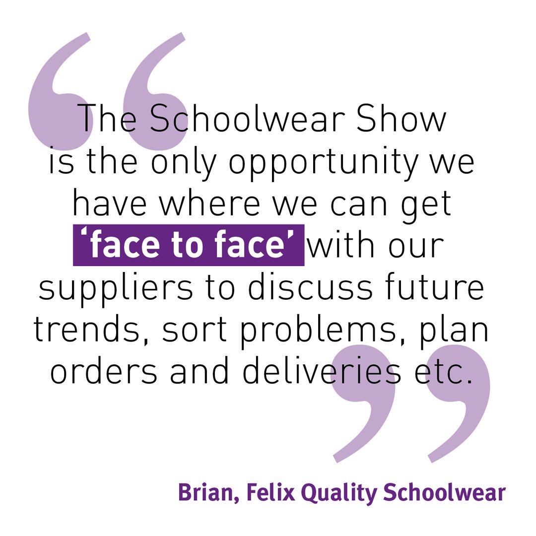 The Schoolwear Show is your chance to meet suppliers and discuss future trends. Doors open at 9am this Sunday 13th October. Register for your e-ticket today theschoolwearshow.co.uk
#TheSchoolwearShow #SchoolwearShow