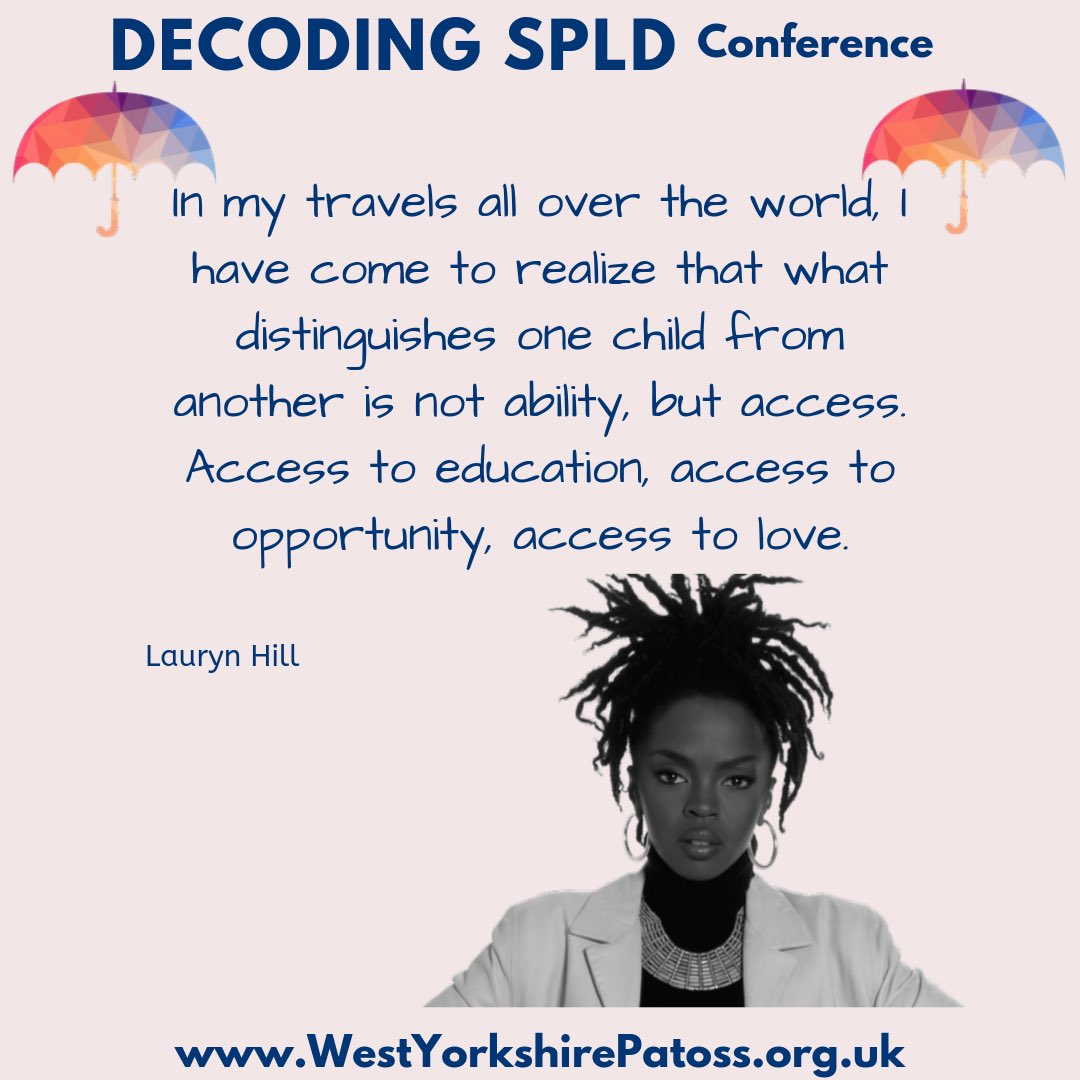 Dyslexia Awareness Week. Lauryn Hill on access and opportunity. #accessibility #opportunity #equality #inclusion #tech #neurodiversity #dyslexiaawarenessweek #daw #DecodingSpLD #conference #training #teacher #senco #education #dyslexia #spld #yorkshire