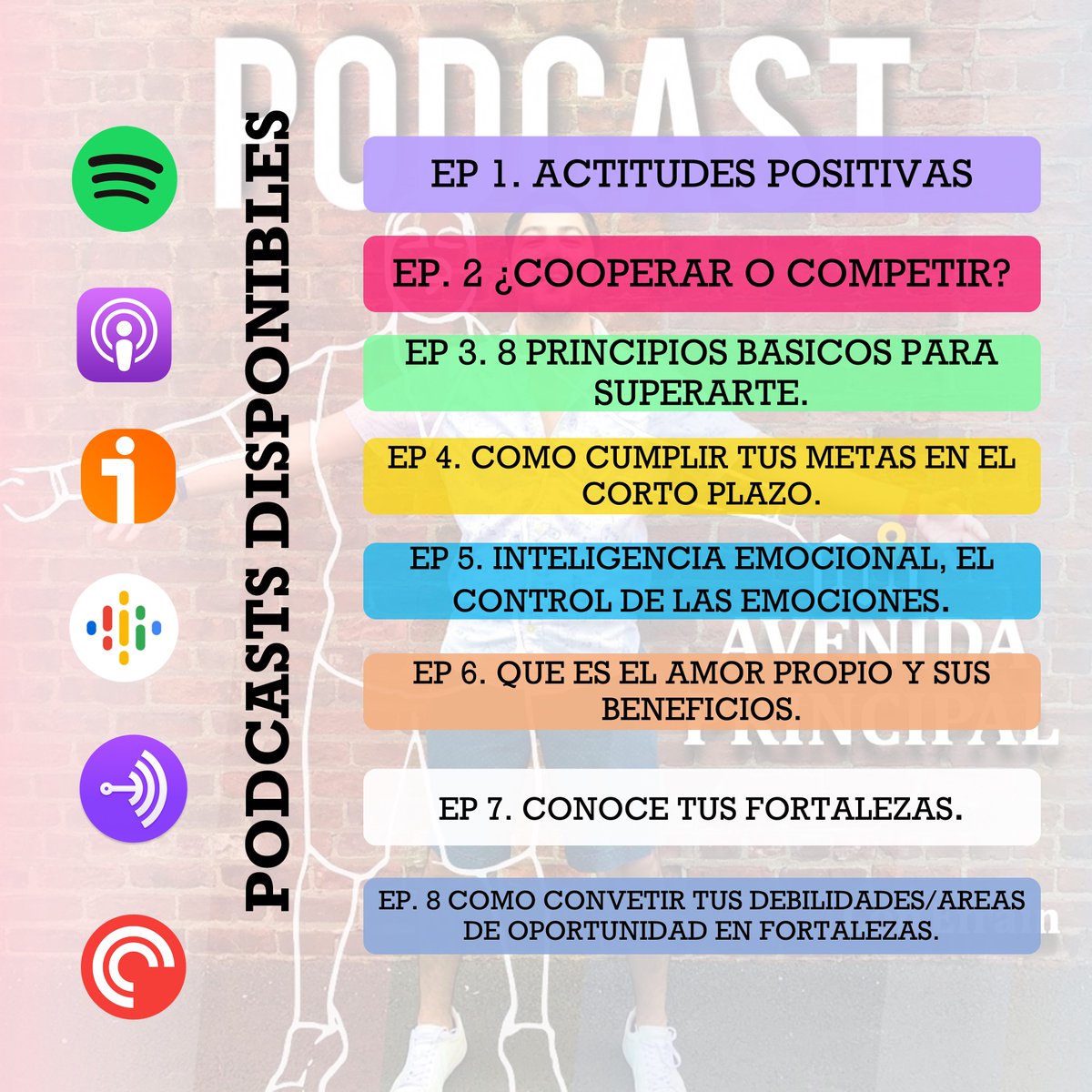 PodcastAvenida's tweet photo. A todos Twitter #FelizMiercoles, que la semana se ha ido super rapida.
Les comparto el catalogo de Epispodios disponible en mi #podcas. Reflexiones de 5 minutos que te ayudaran a a sentirte mejor.

https://t.co/R7HN3FFRRe https://t.co/6nonCKnIdZ