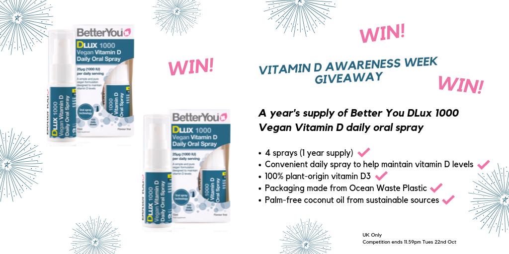 NLmagazine's tweet photo. #GiveawayAlert 
Everyday this week we will be giving away a years supply of a different range of @BetterYou_Ltd Vitamin D oral spray for #VitaminDAwarenessWeek
Today is the DLux 1000 Vegan Spray- follow us both &amp; RT to enter!
Ends 11.59pm tonight
#vegan #vitamind #COMPETITION https://t.co/4yFXcXYxGZ
