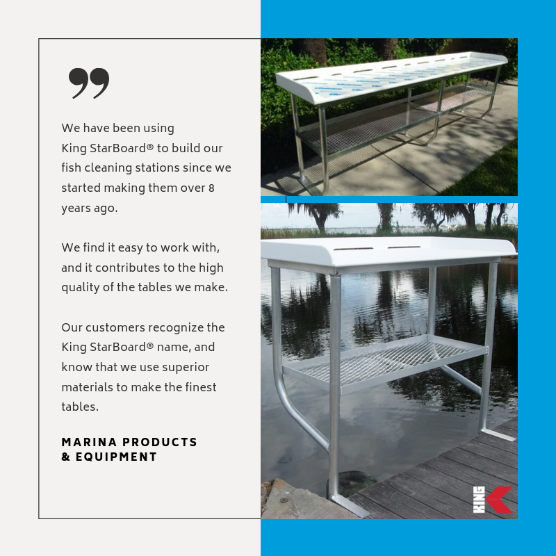 Testimonial from Marina Products & Equipment

#kingplastic #kingstarboard #mosttrustedbrand #fishcleaningtable #fishing #marineproducts #testimonial #hdpe #theoriginal #marinegrade #polymer #madeinusa