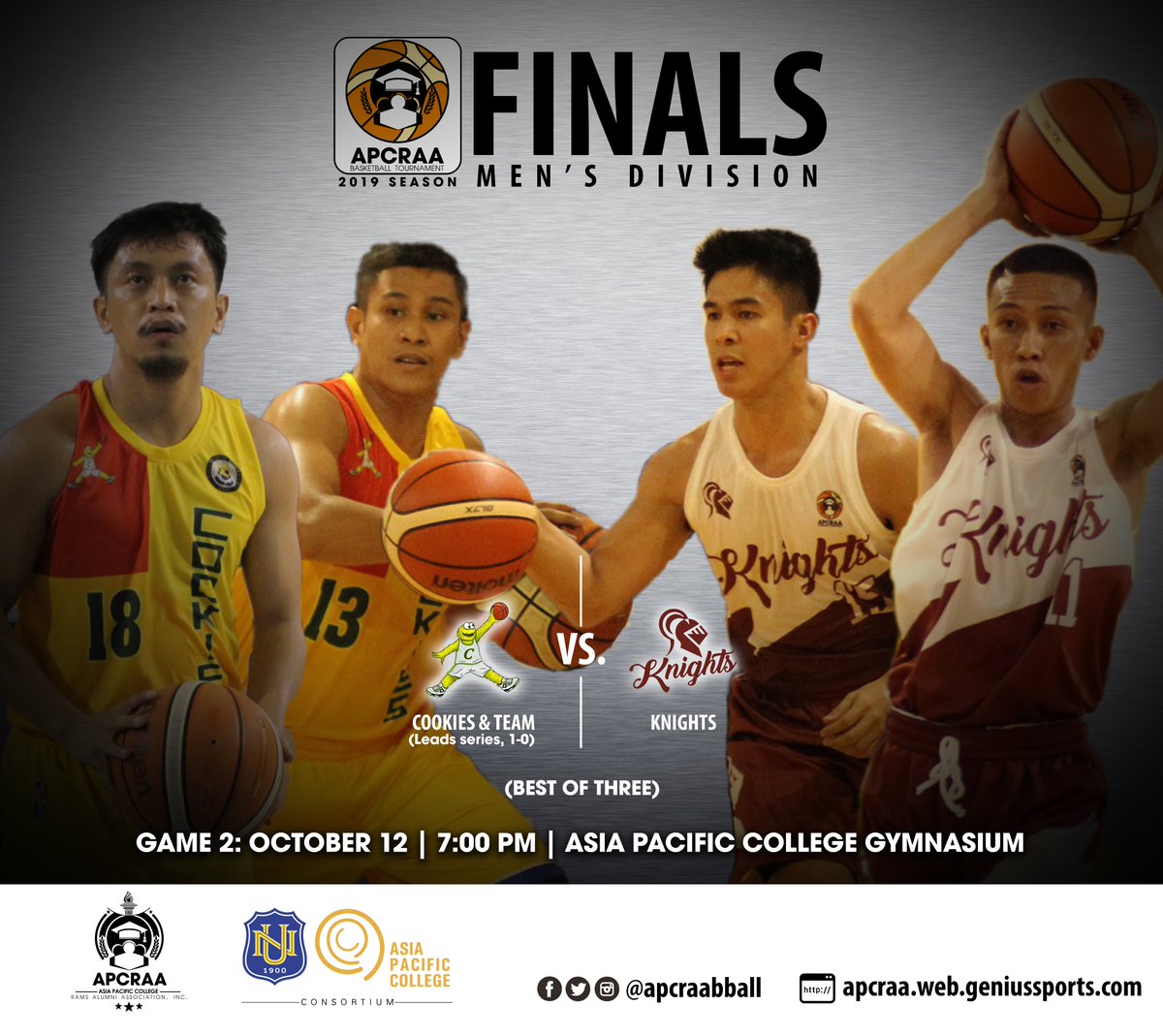 apcraabball's tweet photo. FINISH NA o DO-OR-DIE pa?

#ABTSeason5Finals Game 2, October 12, 7:00pm at the @apcrams Gymnasium

Livestream:
https://t.co/VL4UdGZ93P

For play-by-play, news and other updates follow:
📲https://t.co/8BjqQpaEse
📸https://t.co/GhCuYWrGga
💻https://t.co/QN9D7pDhNf

#ABTseason5 https://t.co/g4eJj9LkWD