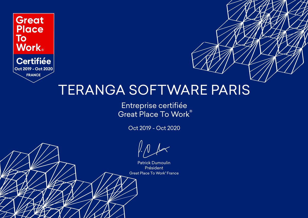 TerangaSoftware's tweet photo. #TerangaSoftware, l'entreprise où il fait bon travailler !
🎖Nous sommes fiers d'intégrer le Palmarès Great Place to Work 2019🎖
#bienetreautravail #ressourceshumaines #certification #espritdentreprise https://t.co/pzFApCeATz