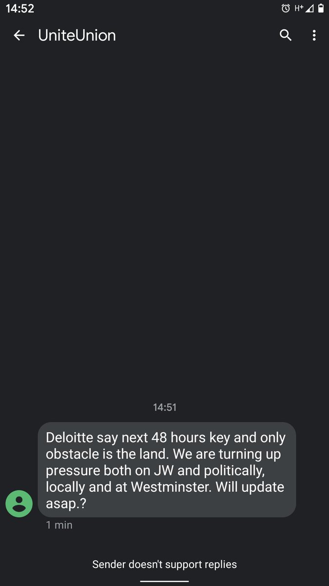 Just been text out to all Union members.