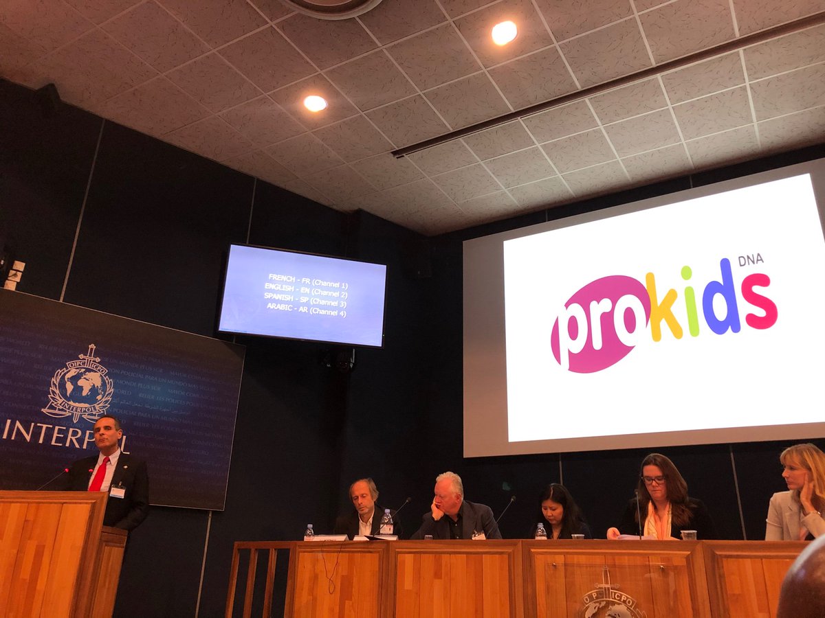 DNAPROKIDS's tweet photo. INTERPOL - LYON -...”Dr. Jose Antonio Lorente at the 19th Forensic Science Managers Symposium talking about DNA-PROKIDS and how can DNA can fight and prevent children trafficking” https://t.co/4nfVikzx4G