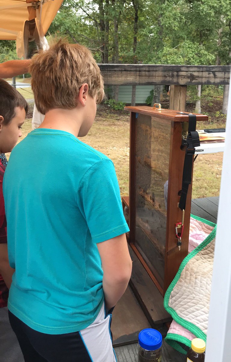 Checking out bees! Love the AG Barn!