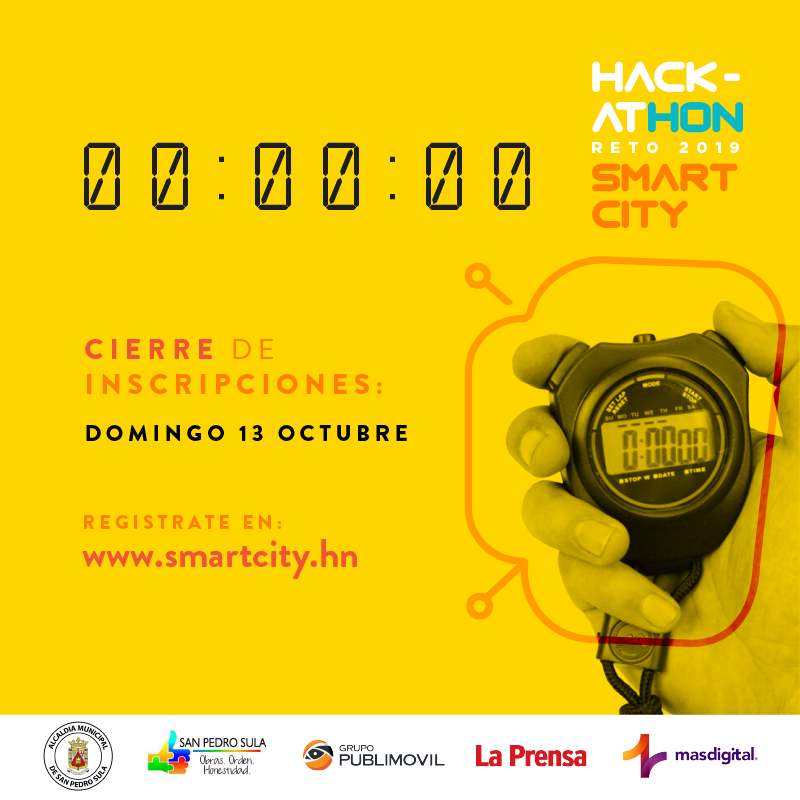 SmartCityHN's tweet photo. ⏰¿Todavía no te has inscrito? ¡No dejes pasar la oportunidad! 
Inscribe a tu equipo en el Hackathon Smart City y desarrolla tu idea. 

Fecha de cierre: Domingo 13 de Octubre. ¡Tienes 5 días!

#Hackathon #SmartCity #Programación #Tecnología #Coding https://t.co/f1WqhhvS2m