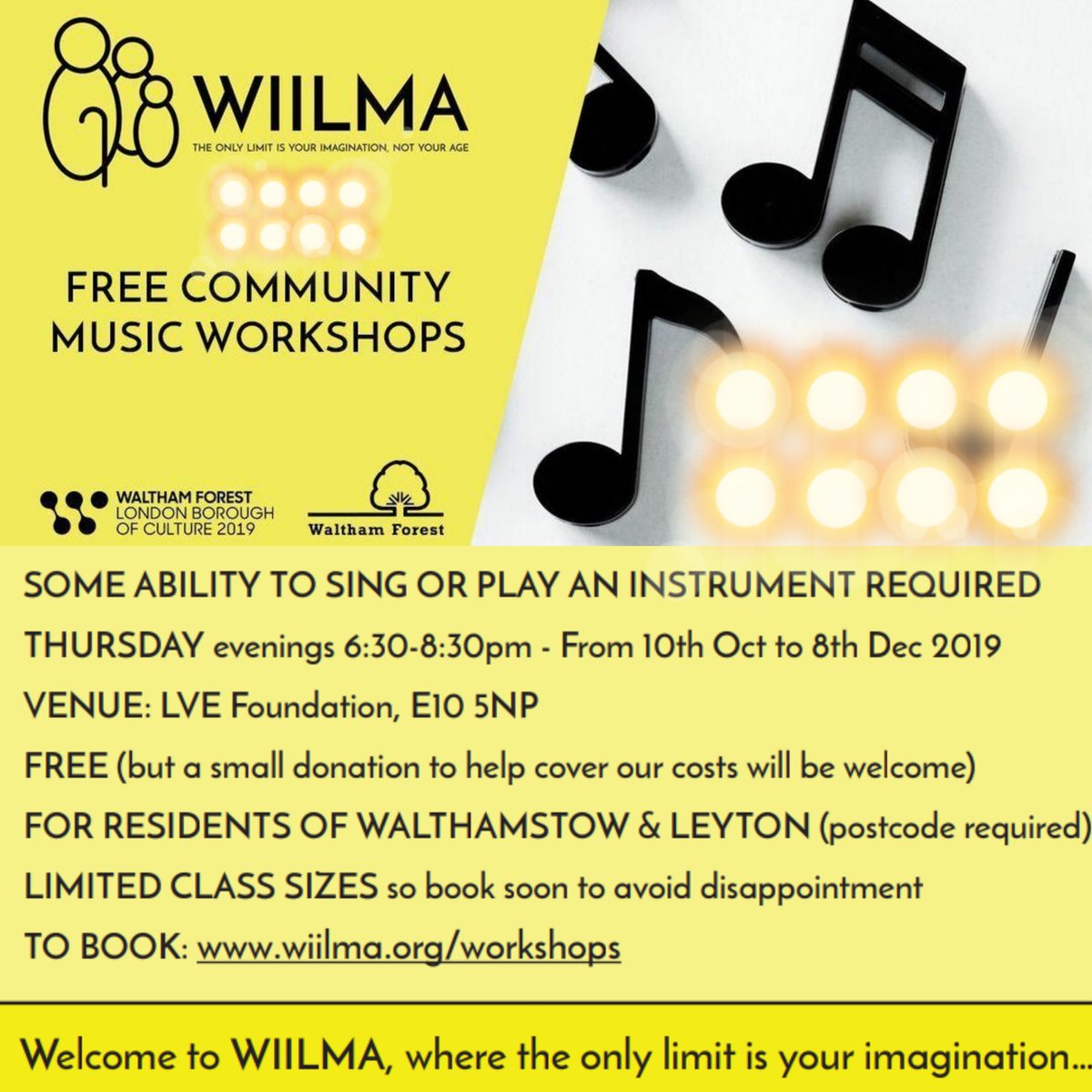 <a href="/E17life/">E17life</a> 😊 would you be a 🌟 and let your followers know by RT our FREE fun Community singing classes for borough residents starts Tomorrow Thursday 10th Oct at 18.30 wiilma.org/workshops to register to receive full details of how to get there , thanks a bunch!