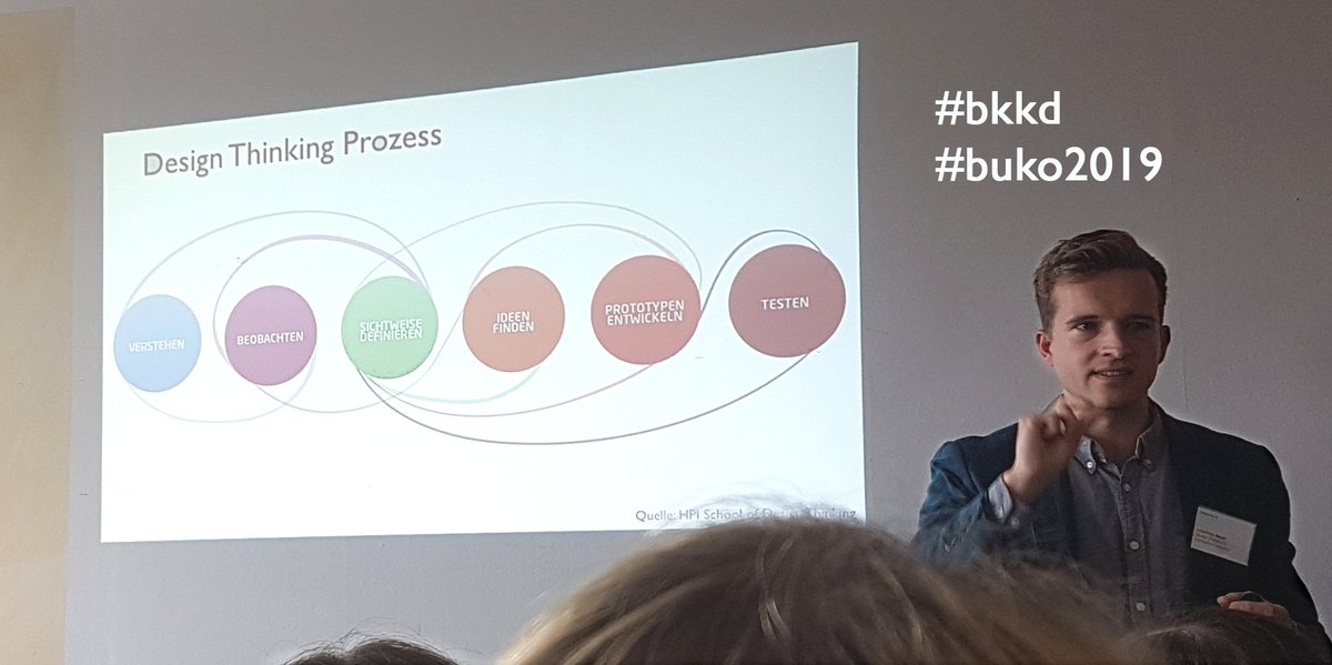 DerVdDD's tweet photo. Wie können wir Zielgruppen definieren? Johannes Meyer v. @hpi_academy betont: "Es geht darum, nicht in Klischees hängen zu bleiben, sondern die Nutzer u.a. durch persönliche Gespräche tatsächlich kennenzulernen" - Workshop zu #designthinking beim #buko2019 #bkkd https://t.co/gsgtYseVYi
