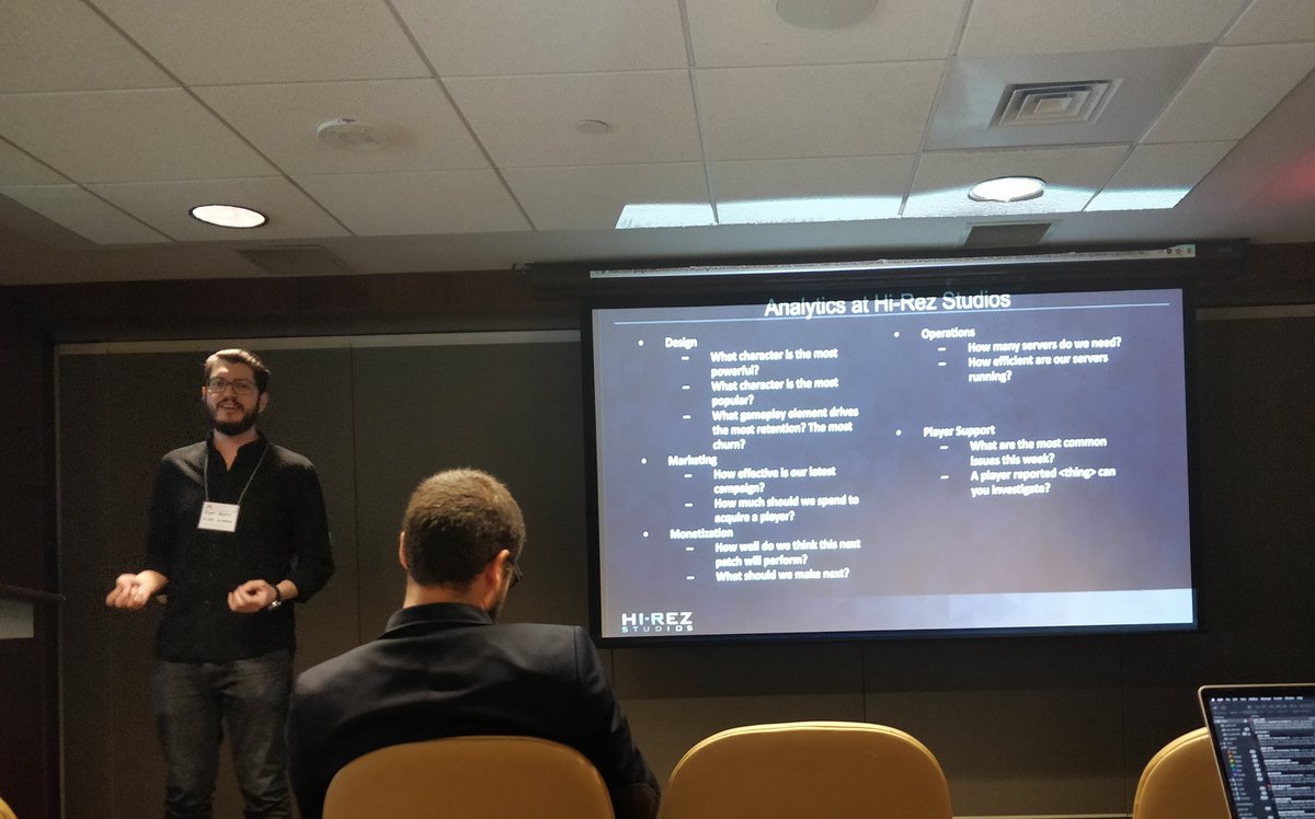enricaloria's tweet photo. At Hi-Rez Studios Game Analytics is taken seriously!
Thanks to @AdamBeame for the super interesting talk
#GAW19 https://t.co/2jUUIyIWKT
