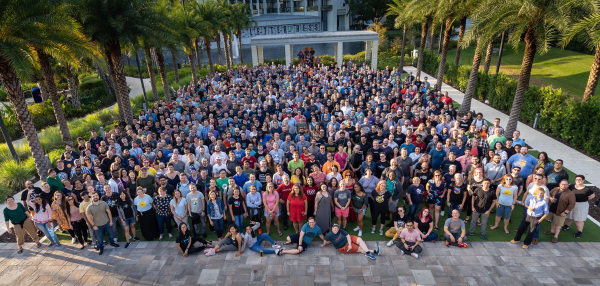 This is a good chunk of my fellow <a href="/automattic/">Automattic</a> "Automatticians" at our Grand Meetup last month in Orlando. I'm there if you can find me. 🤩