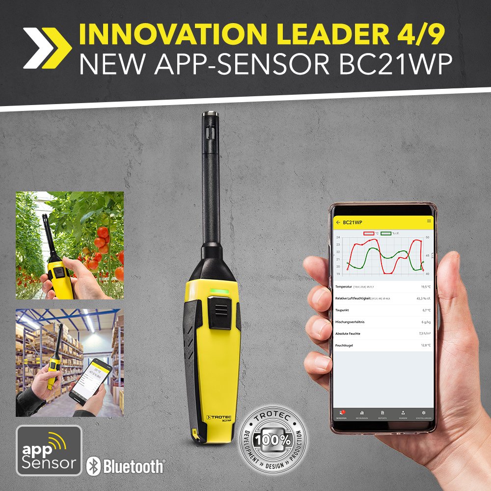 Trotec24_EN's tweet image. Makes your smartphone even smarter – thermohygrometer with appSensor from Trotec #App #appSensors #BC21WP #measuringdevices #MultiMeasureMobile #Smartphone #Trotec trotec-blog.com/en/?p=9859