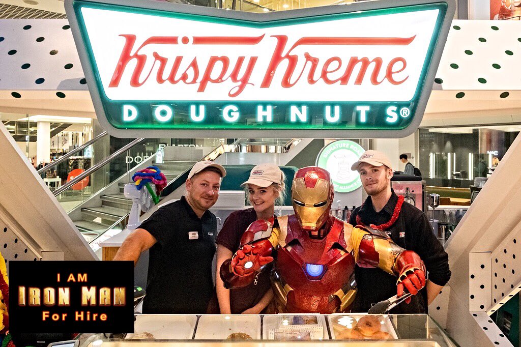 ironmanforhire's tweet photo. ‘I Am Iron Man For Hire’ LOVES a Krispy Kreme Doughnut! #Yummy🤖🍩❤️ #Retweet #KrispyKreme #Doughnut #StudentLockIn #Swansea #CoolCosPlay #IronMan #Avengers #EndGame @krispykremeUK @krispykreme @QuadrantSwansea @EnjoySwansea @SwanseaCouncil https://t.co/sVwj1VFLNY