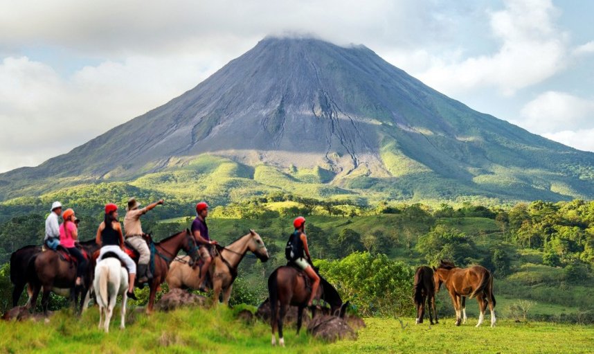 Discover Costa Rica's famous Arenal Volcano on Horseback  - pass through dense jungle, primary, and secondary rain forest to the Canyon of the Arenal Volcano river. paradise-adventures-costa-rica.com/horseback-cost… #CostaRica #arenalvolcano #travel #adventure #vacation #Tours