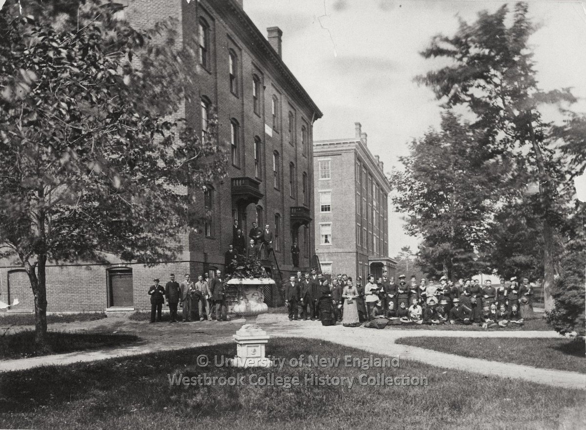 We loved coming across this photo from outside of Goddard Hall taken in 1880! Do you have any photos from around campus? We'd love to see them! #WeAreUNE #UNEAlumni