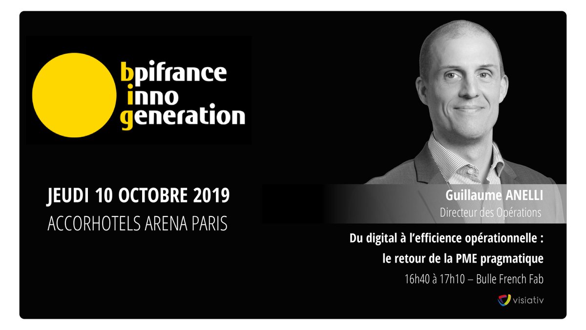 #IndustrieDuFutur : Du digital à l'efficience opérationnelle... Une discussion avec <a href="/AnelliGuillaume/">anelli guillaume</a>, directeur des opérations <a href="/moovapps/">Visiativ | Consumer goods solutions</a> <a href="/visiativ/">Visiativ</a> aux côtés de <a href="/sewosy/">SEWOSY</a> 
 à l'occasion de <a href="/Bpifrance/">Bpifrance</a> #InnoGeneration. RDV le 10/10 à 16h40 dans la bulle <a href="/LaFrenchFab/">La French Fab</a> #TransfoNum