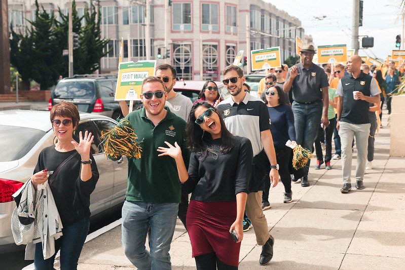 USFhps's tweet photo. Gather with other faculty, staff and students as we rally together TOMORROW, October 10th, at Gleeson Plaza at 12pm to celebrate USF’s commitment to wellness by walking a 1-mile loop around the lower campus. 
@GoUSFCA @DonsAthletics #usfca https://t.co/EX06bW2E1D