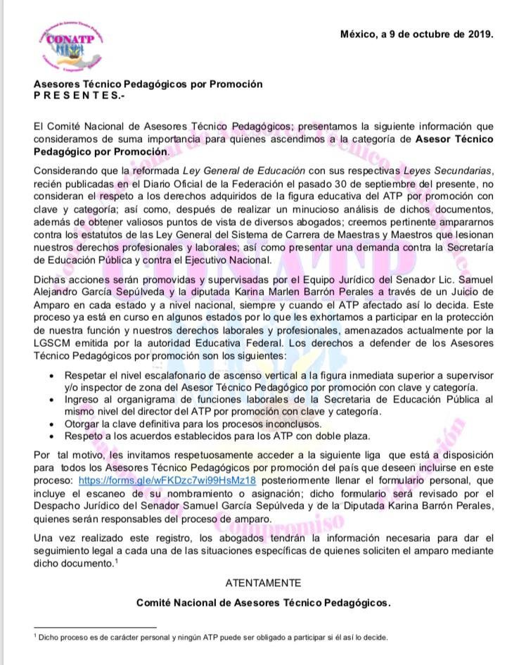 NatpCo's tweet photo. El Comité Nacional de Asesores Técnico Pedagógicos; presentamos la siguiente información que
consideramos de suma importancia para quienes ascendimos a la categoría de Asesor Técnico
Pedagógico por Promoción. Para atención su consideración. https://t.co/vgFrz9wqtt