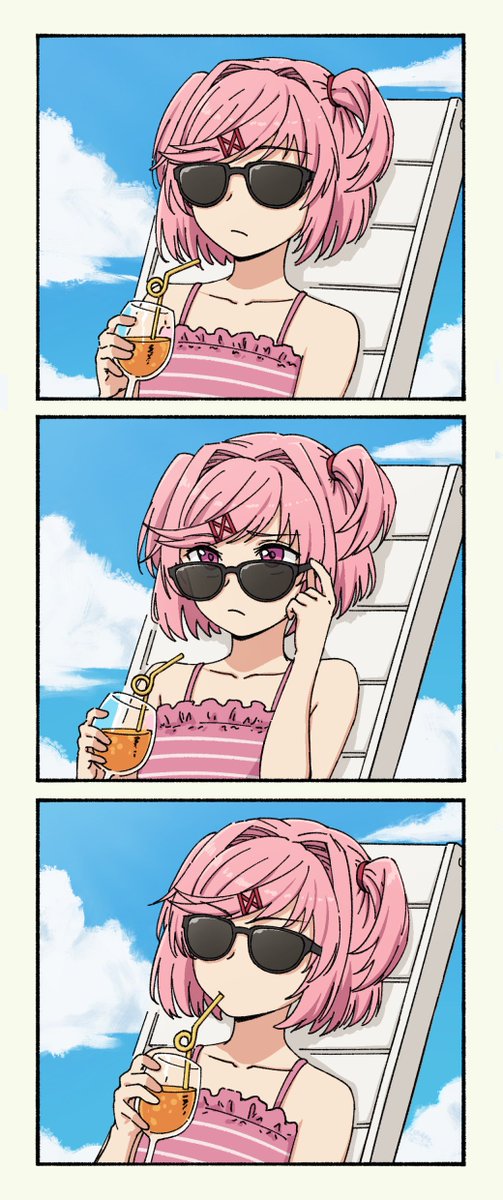 Natsuki at the beach watching her dad drown. 