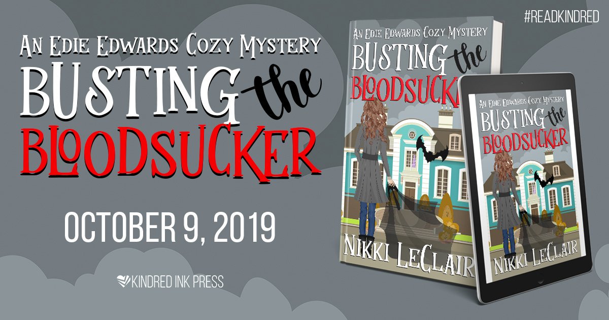 KindredInkPress's tweet photo. What does one do when it looks like a vampire has set up shop in your town? Go on a Halloween hunt, of course!

It’s release day for Nikki LeClair's third Edie Edwards cozy mystery, BUSTING THE BLOODSUCKER!!

https://t.co/Id5BNyAQEx

#cozymystery #readkindred https://t.co/zF0yLfONWJ