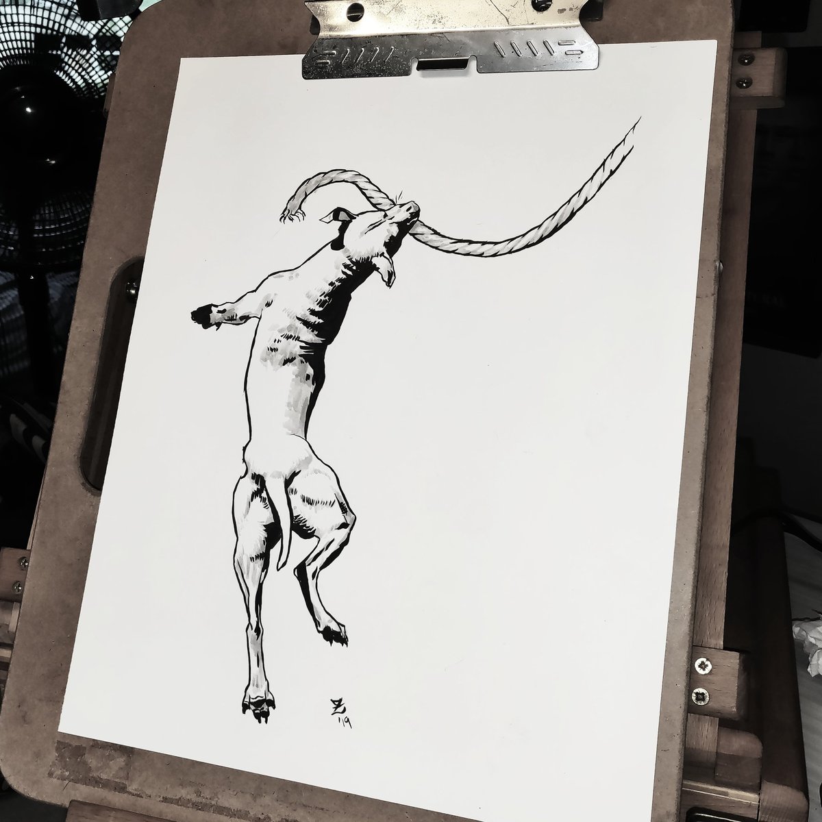 PsyrapMafia's tweet photo. Day 9 - "swing"
(I had to repost just to fix a word... couldn't figure out how to edit, I feel old) #inktober #inktober2019 #inktoberday9 #dogart #pitbullart #pitbulls #springpole #dogsports #brushpen https://t.co/bYo4llWXQ3