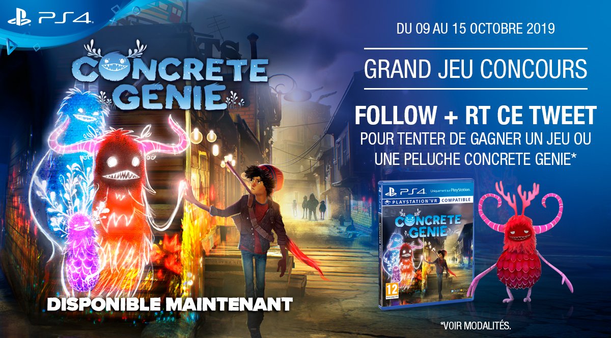 Leclerc_JV's tweet photo. #ConcreteGenie, le nouveau jeu exclusif sur PS4, sort aujourd'hui ! Si vous aussi, vous adorez son univers poétique, RT + follow pour tenter de remporter le jeu ou une peluche !

Règlement ▶️ https://t.co/c8jlTP5wPa https://t.co/LxVWzyBzcJ