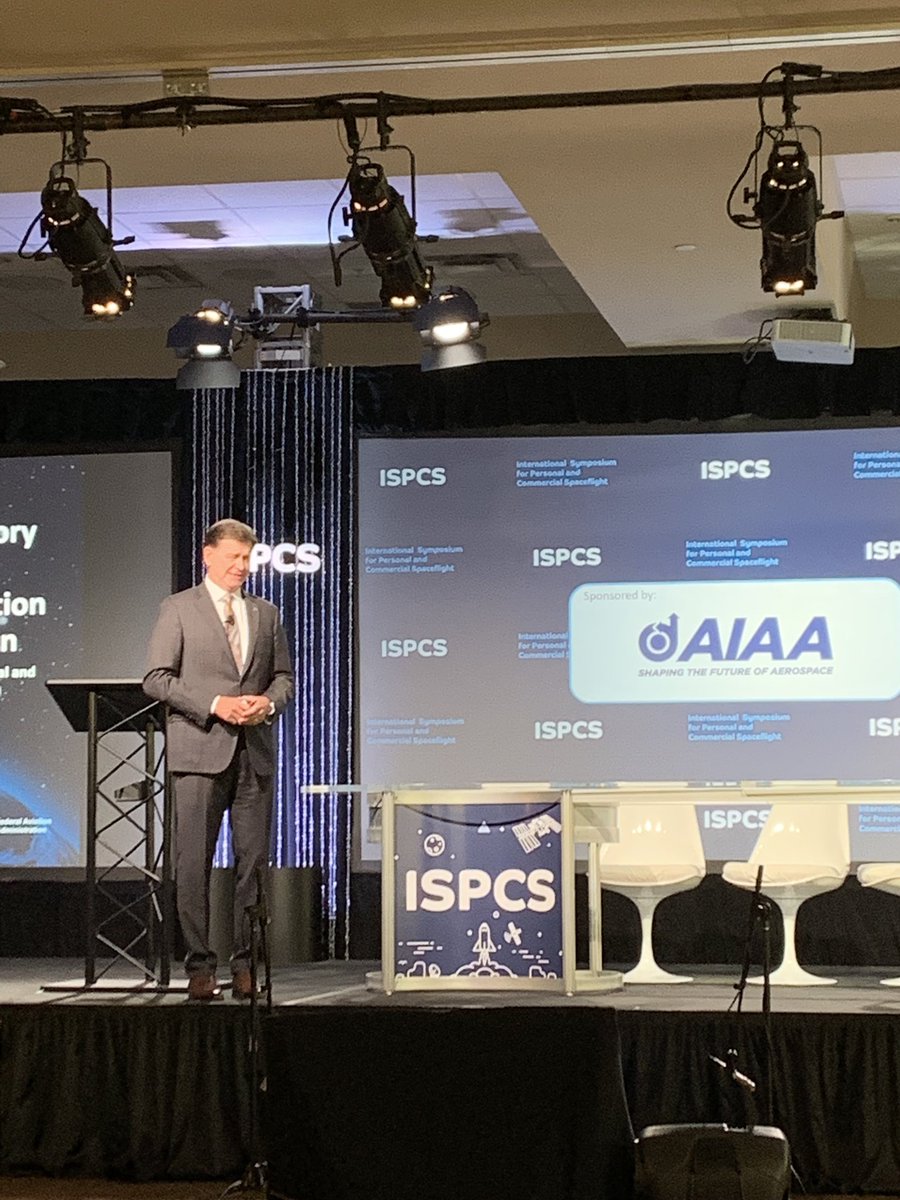 spacechelle's tweet photo. Today’s 1st keynote speaker at @ISPCS is New Mexico native Wayne Monteith of @FAANews. The regulatory environment is certainly a hot topic as our industry evolves & launch cadence increases. @aiaa #SpaceInspires #ISPCS https://t.co/jW93EcpwKO