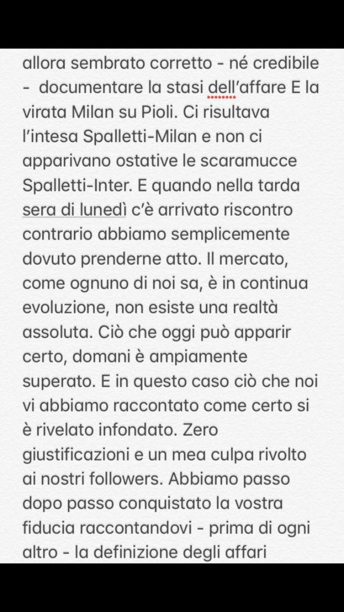 il_legge's tweet photo. Scuse doverose, imposteci dal rispetto che nutriamo verso i tifosi! Buona lettura, per chi vorrร #Spalletti #Milan #Pioli #GiampaolOut #calciomercato #ilcalciolosilegge https://t.co/43dnQzHDUR